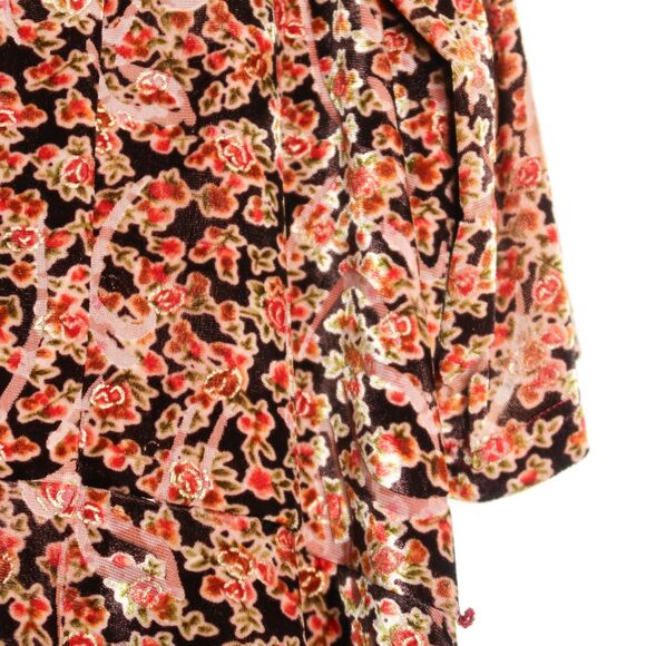 ModCloth Womens Velour Dress Plus Size 4X Red Gold Brown Floral‎ Event Cocktail - Picture 13 of 13
